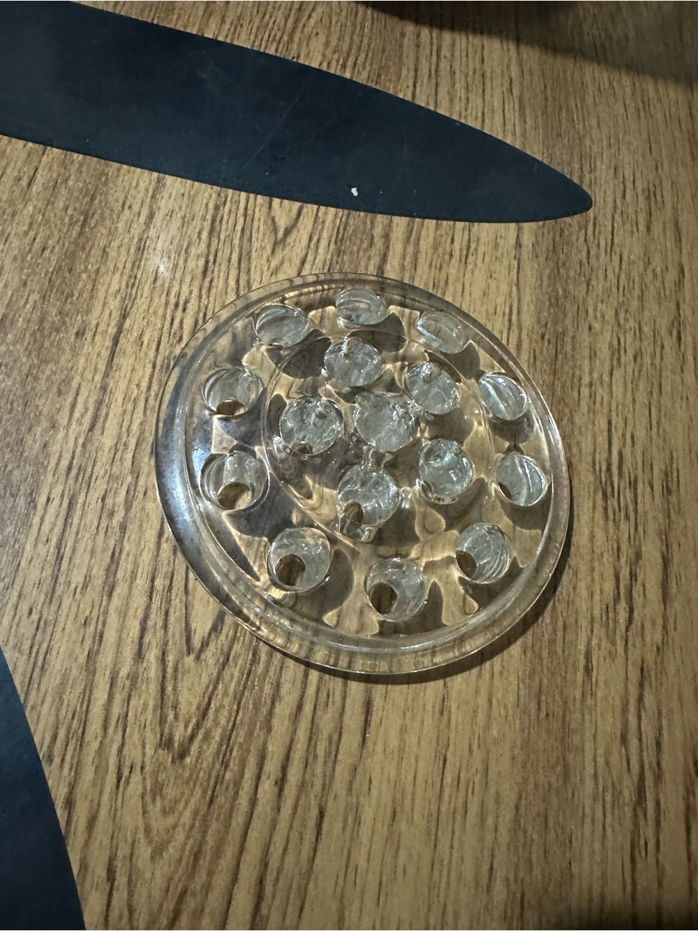 Large vintage Clear Glass Flower Frog Insert